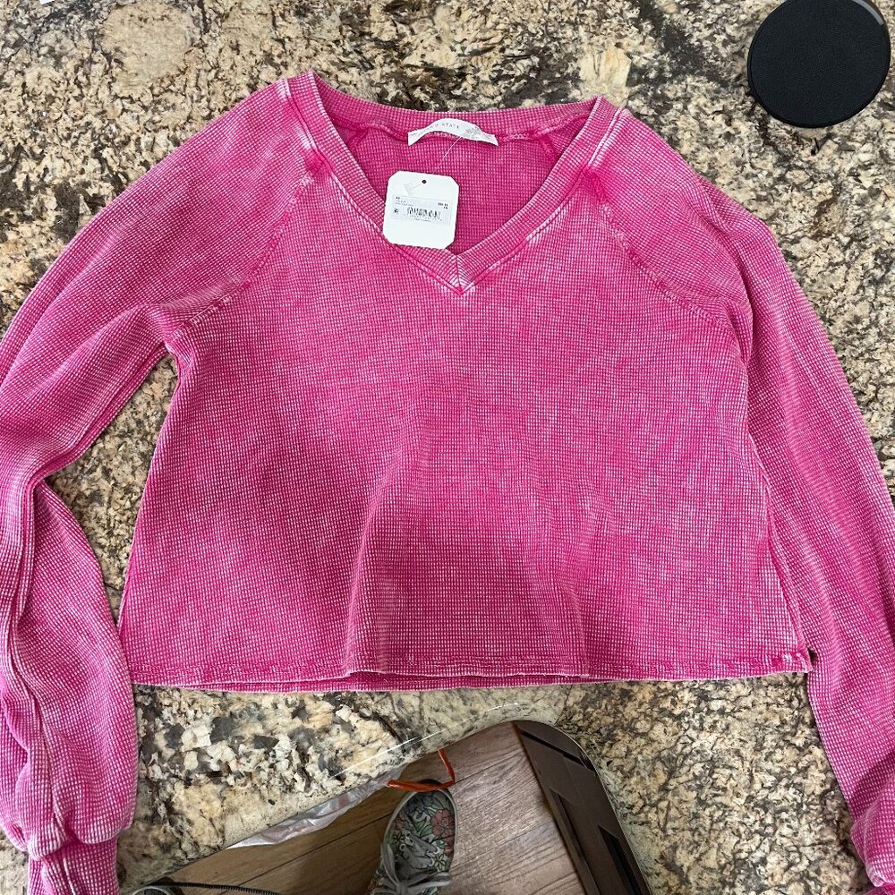 Altar'd State Shocking Pink VNeck Sweater